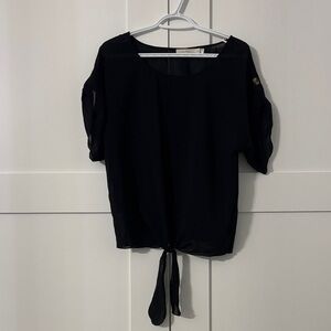 Costa Blanca Like New Tie-Front Black Women's Blouse